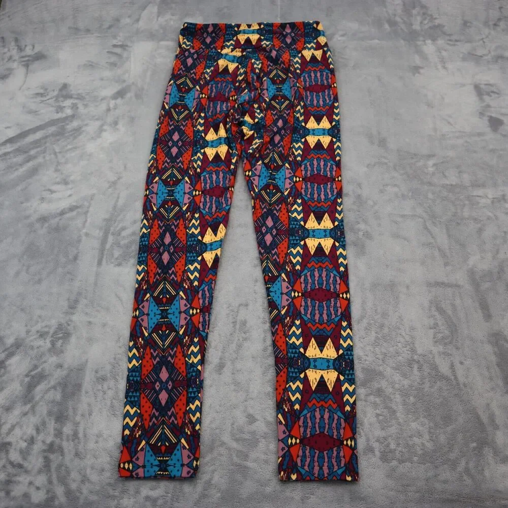 Lularoe Pants Womens One Size Multicolor Aztec Print Casual Pull On Leggings